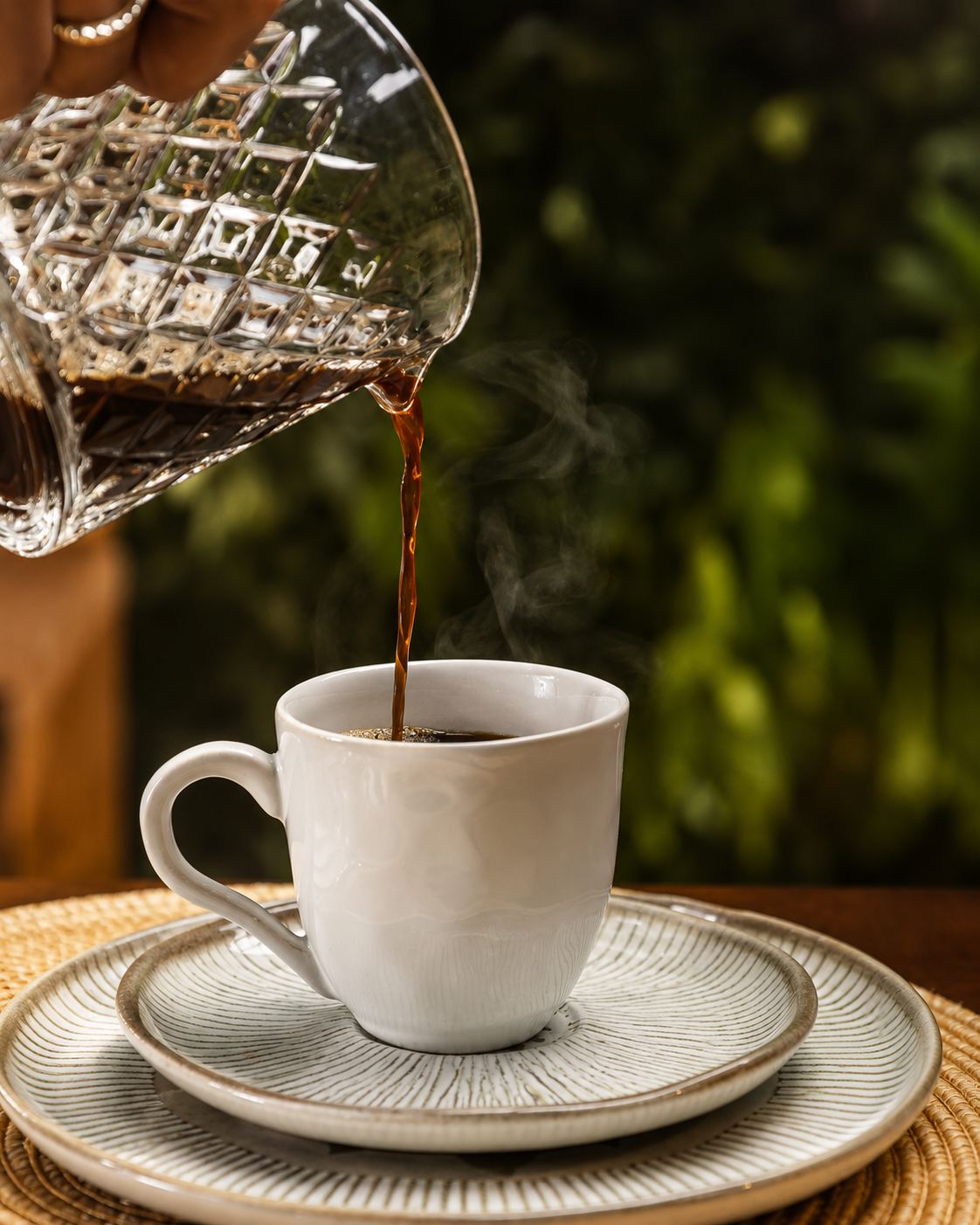 Café sendo servido na xícara
